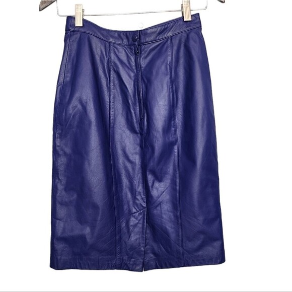 Vintage Soft Leather Knee Length Pencil Skirt High Waist Evan Davies 6 - Picture 2 of 6